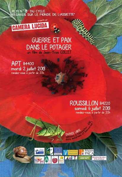 ivézi 2013 affiche "Guerre et paix dans le potager" pour CAMÉRA LUCIDA - APT